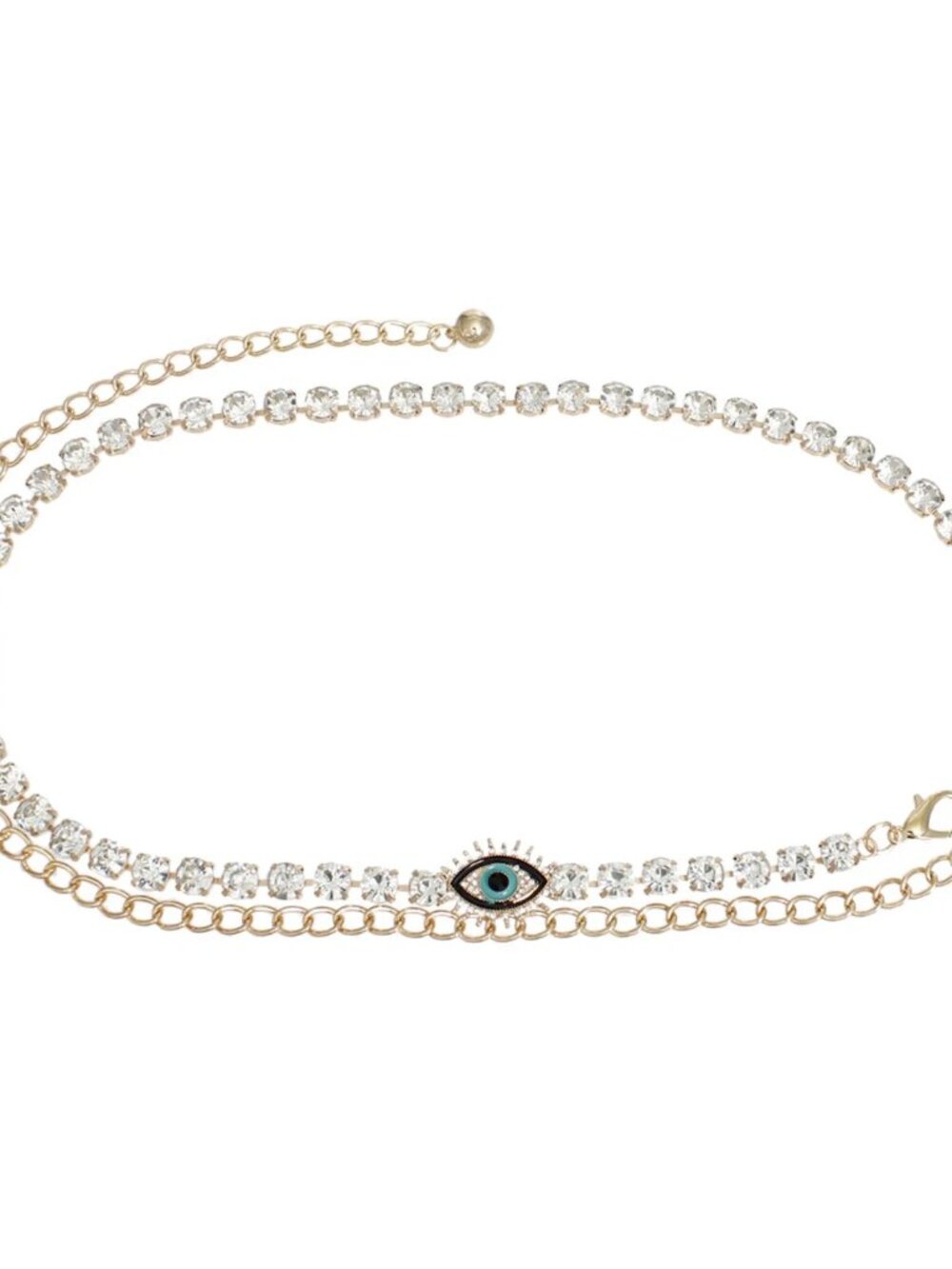 Rhinestone Belt Gold Evil Eye Chain Belt for Women